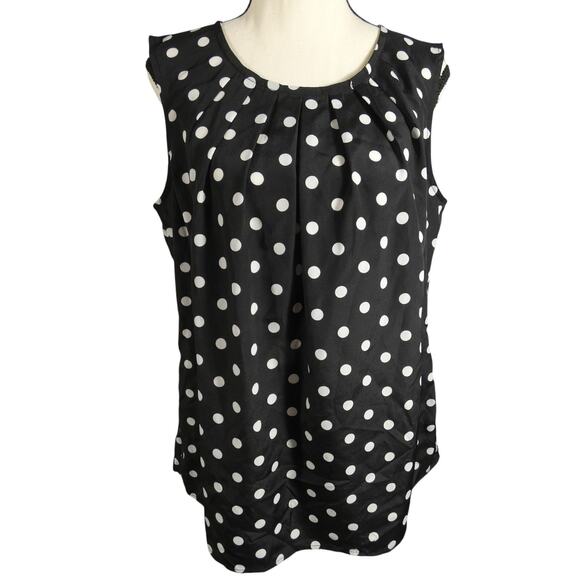 Merona Women's Large Blouse Polka Dots Sleeveless Polyester Lightweight - Picture 1 of 5